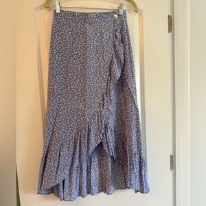 RAILS Nova Skirt Sky Blue Daisies Floral Wrap Midi Hi Low